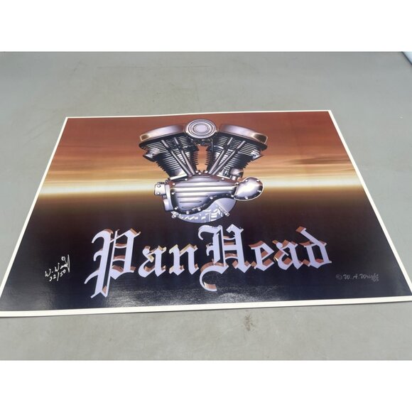LE GM Harley Davidson motorcycle print artwork signed Wright 32/50 16x12" READ - Picture 2 of 8